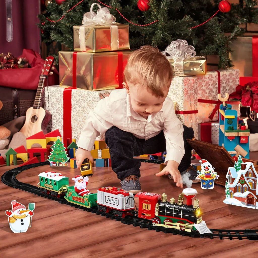Electric Christmas Train Set for Kids – With Smoke Effect, Lights & Realistic Sounds (Christmas Gift) | ventumra