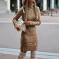 Warm Cable Knit Midi Sweater Dress | ventumra