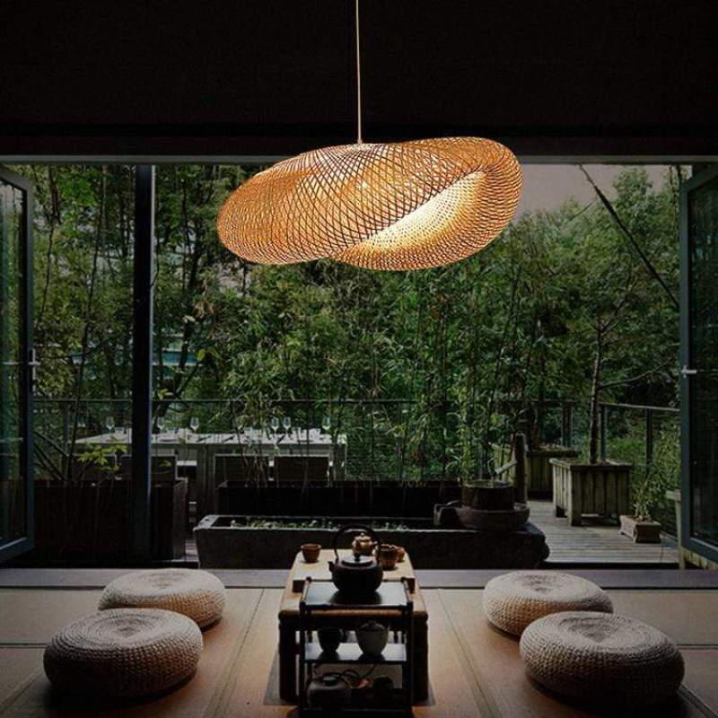 Rinwa Natural Pendant Light for Dining Room/Kitchen Island, Bamboo - Neutralighting