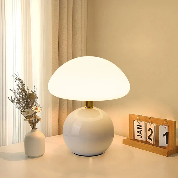 Mushio | Cream Bauhaus Mushroom Accent Lamp For Home Decor