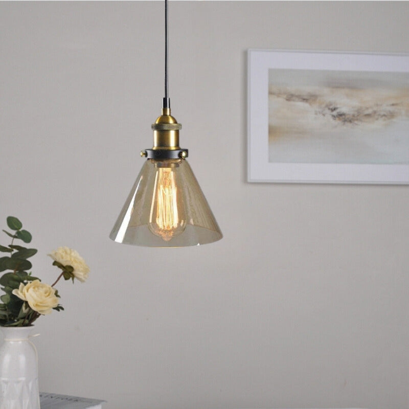 June Industrial Glass Pendant Light Clear/Amber/Smoke Grey | ventumra