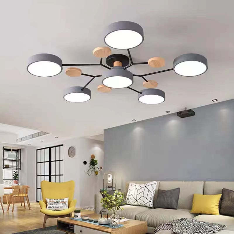 Arisha Ceiling Light, Wood Round for Living Room | ventumra