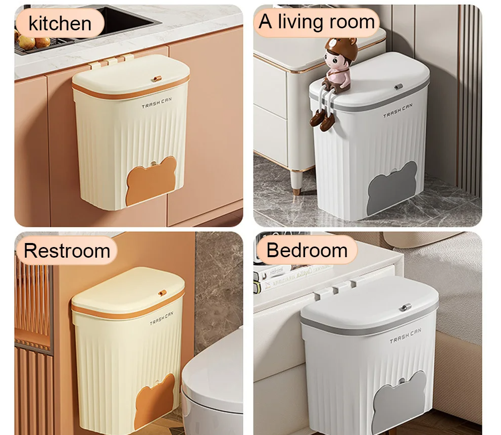 Wall-Mounted Waste Bin with Lid – 8.5L / 12L Kitchen & Bathroom