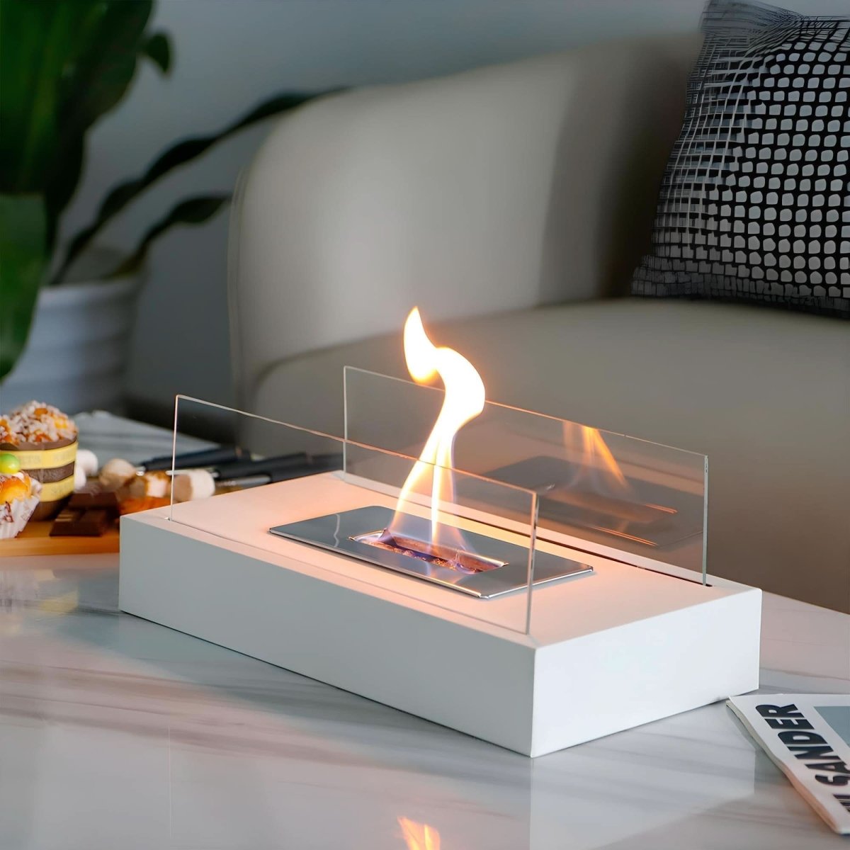 NovaFlame Portable Bioethanol Table Fireplace — Ventless Burner Design