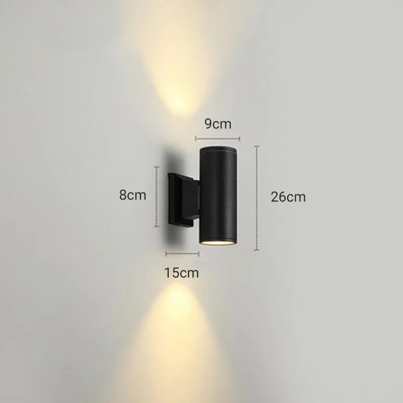 Kren Minimalist Metal Double-headed Outdoor Wall Lamp, Black | ventumra
