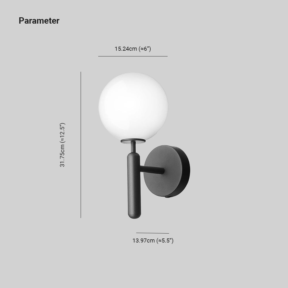 Valentina Wall Lamp Modern Globe, Metal/Glass, Black/Gold, Hallway | ventumra