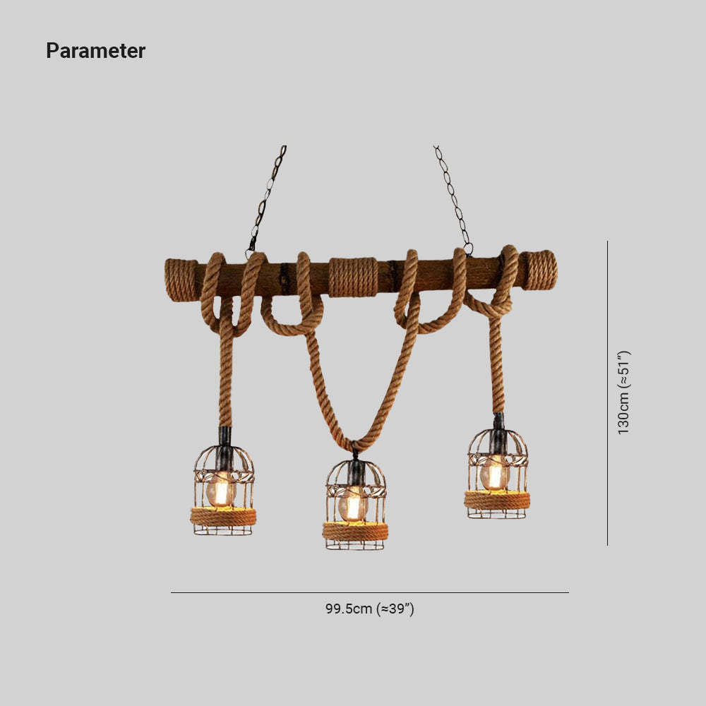 Silva Vintage 3 Heads Wood Rope Pendant Light | ventumra