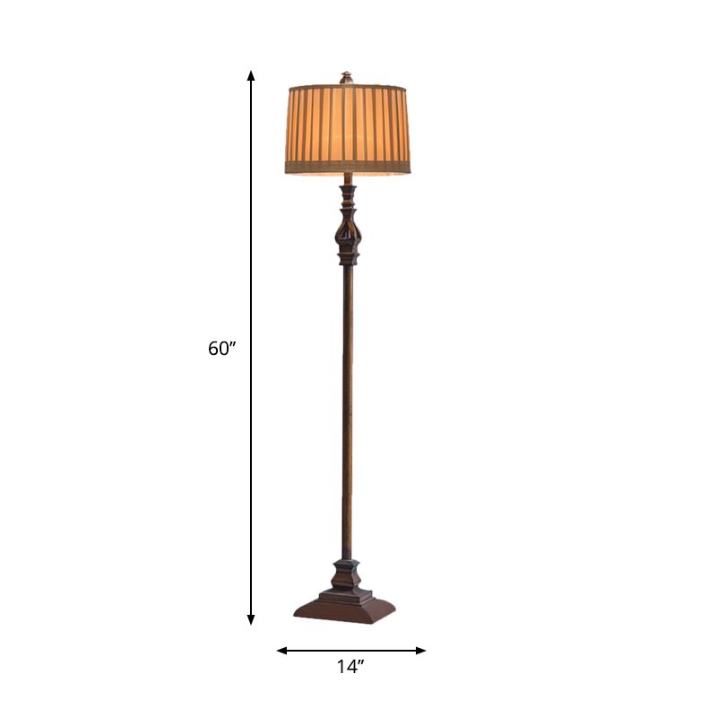 Eryn Vintage Resin/Fabric Standing Floor Lamp, Brown | ventumra