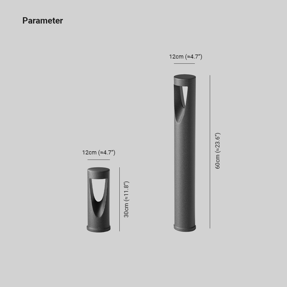 Ray Contemporary Metal Cylindrical Hollow Outdoor Path Light, Black | ventumra