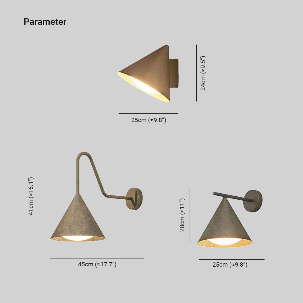 Ray Modern Minimalist Cone Metal Outdoor Waterproof Wall Lamp，Black/Gold | ventumra