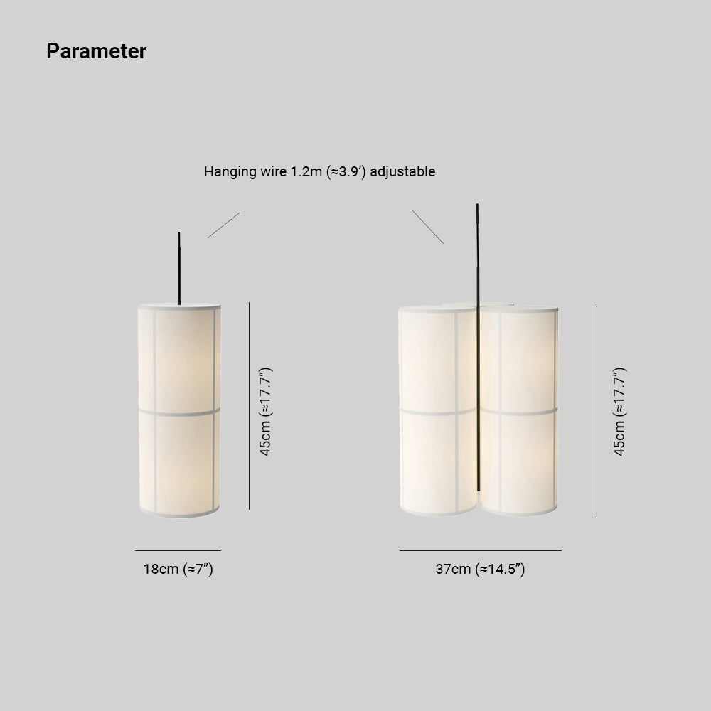 Ritta Cylinder Pendant Light, Lantern, Fabric, Japanese | ventumra