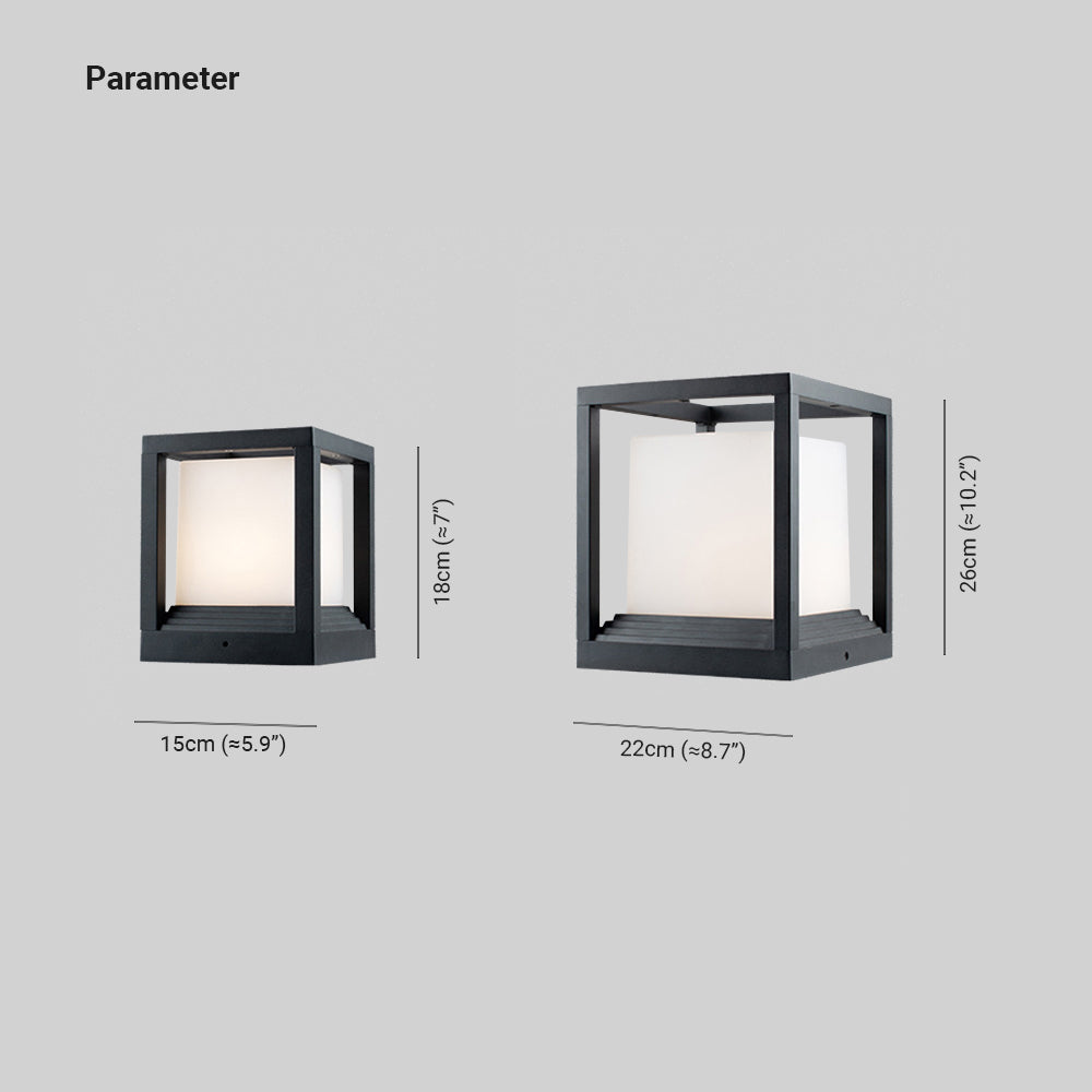 Ray Modern Rectangular Metal Outdoor Lamps, Black | ventumra