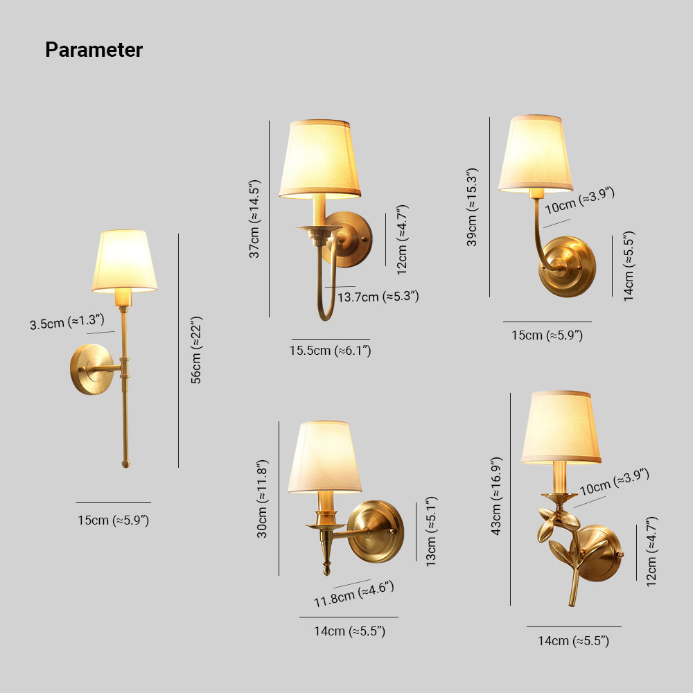 Tiffany Vintage Rustic Lantern Fabric LED Wall Lamp, Gold | ventumra