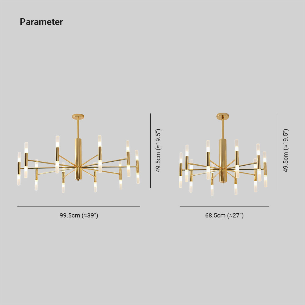 Kristy Modern Cylindrical Metal Chandelier, Gold | ventumra