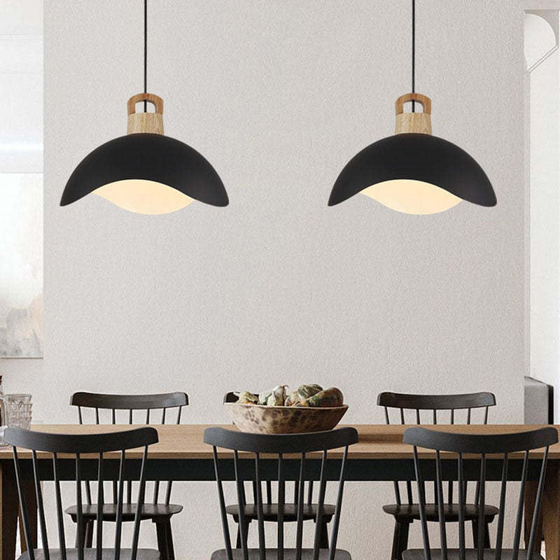 Valentina Colorful Shade Single Pendant Lights, Wood & Metal | ventumra