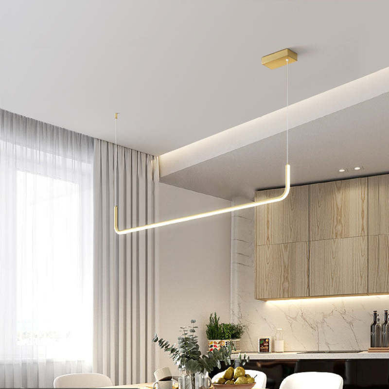 Clen Modern Linear Pendant Light Double Frame, Black/Gold - Neutralighting