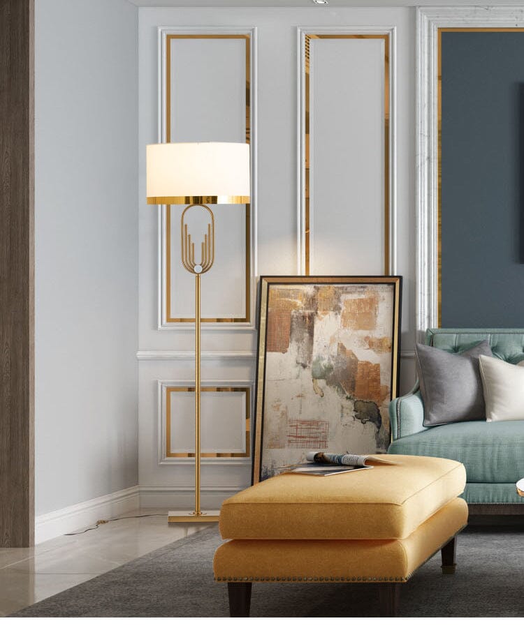ElaraLux Golden Art Deco Floor Lamp | Modern Floor Light