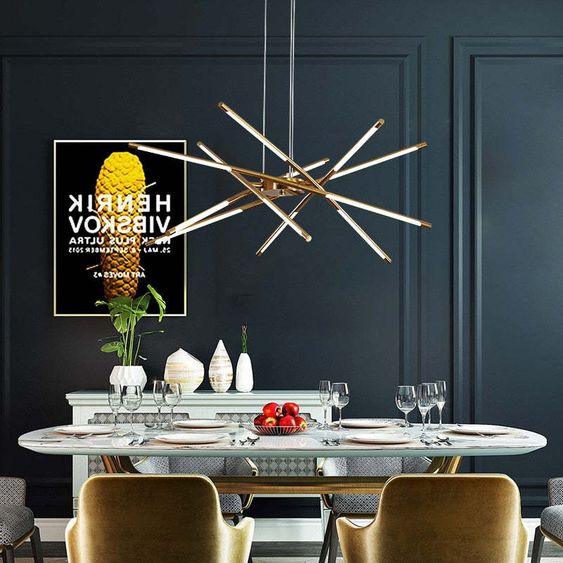 Arisha Pendant Light, Black/Gold, 6/8/10/12 Heads | ventumra