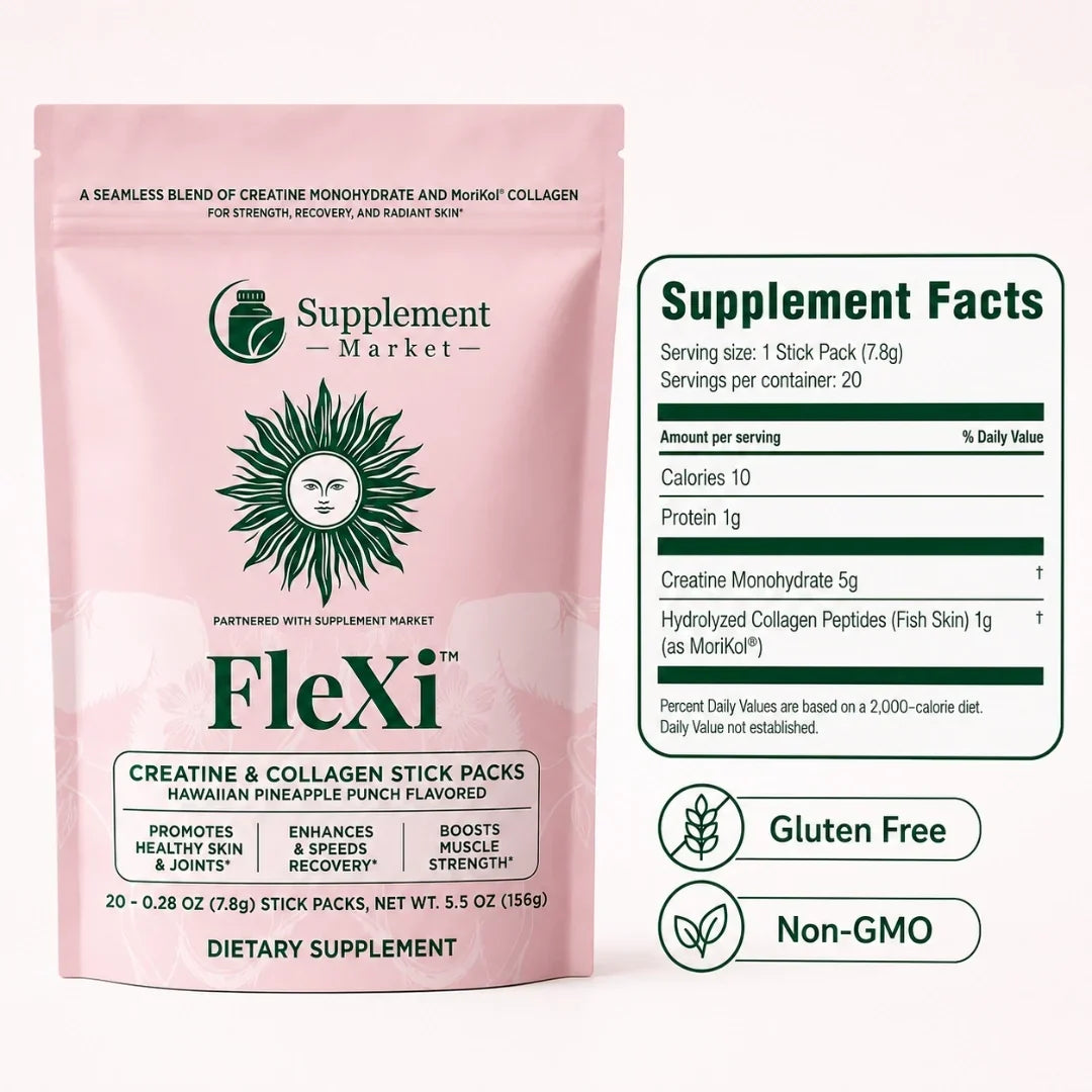 Stick pack FleXi di creatina e collagene: forza, recupero e luminosità