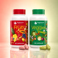 ホールフードの果物・野菜サプリメントカプセル（2個パック）– フリーズドライ、ヴィーガン、無添加