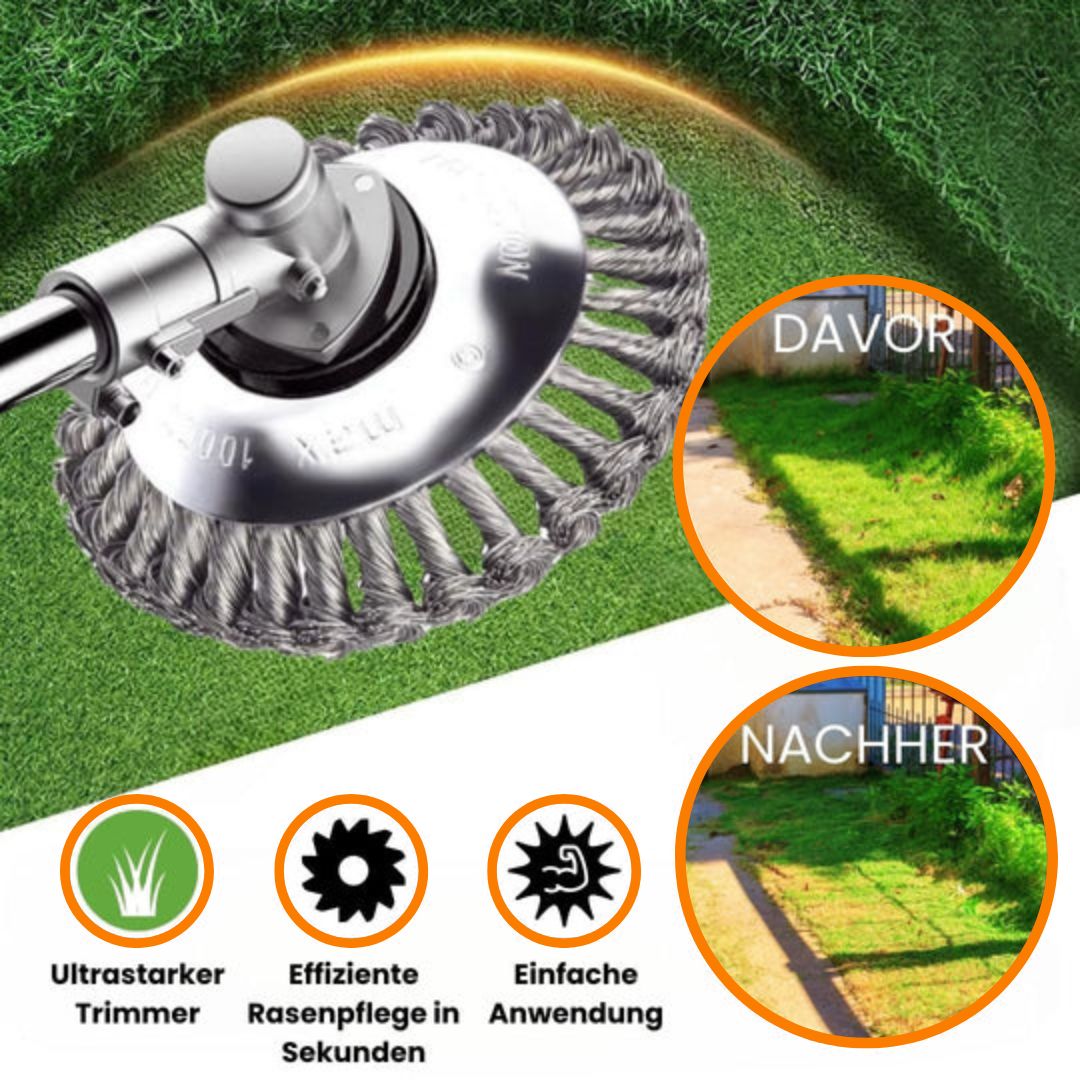 GardenFix Weed Trimmer with 36 Steel Brush Bristles