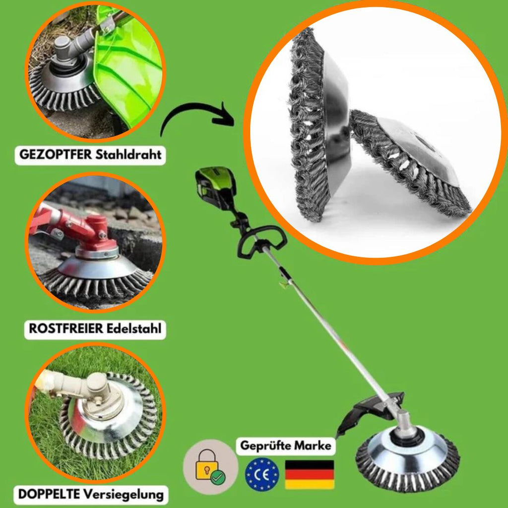 GardenFix Weed Trimmer with 36 Steel Brush Bristles