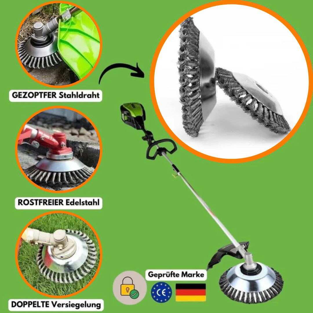 GardenFix Weed Trimmer with 36 Steel Brush Bristles
