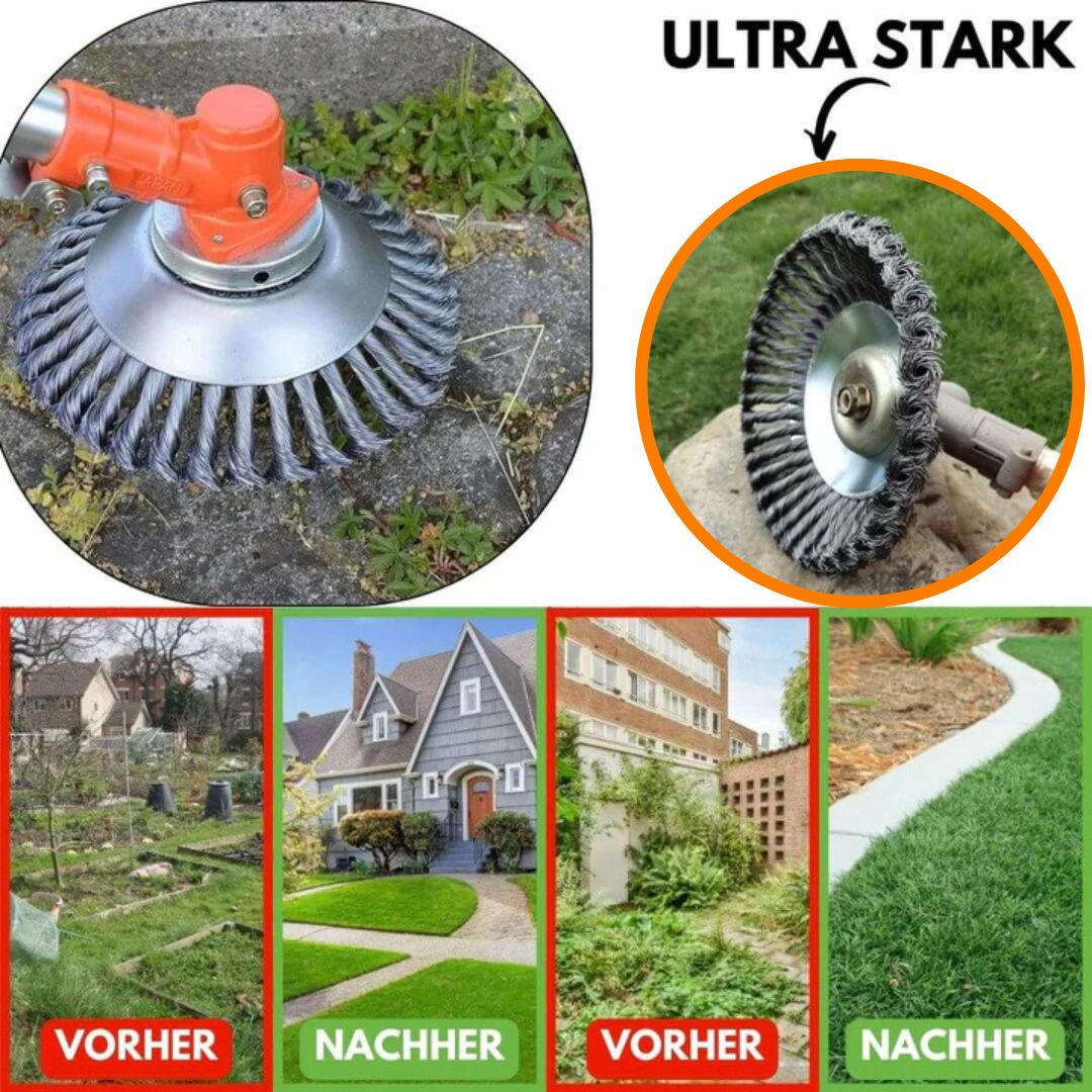 GardenFix Weed Trimmer with 36 Steel Brush Bristles