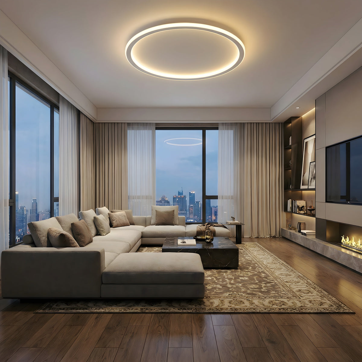 Skandinavisk rund Halo-loftlampe | Ventumra