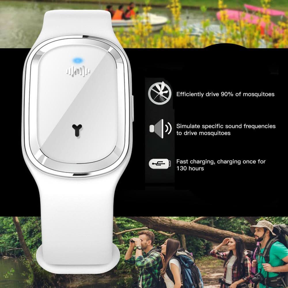 Pulsera repelente de mosquitos ultrasónica AeroGuard — Batería recargable, diseño moderno