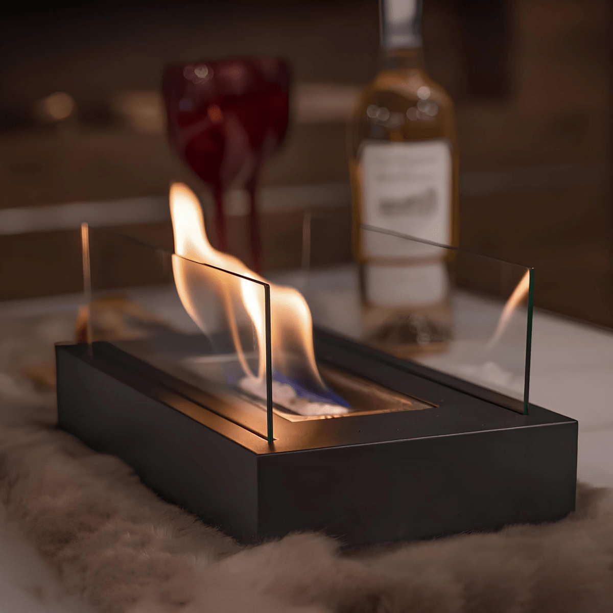 NovaFlame Portable Bioethanol Table Fireplace — Ventless Burner Design