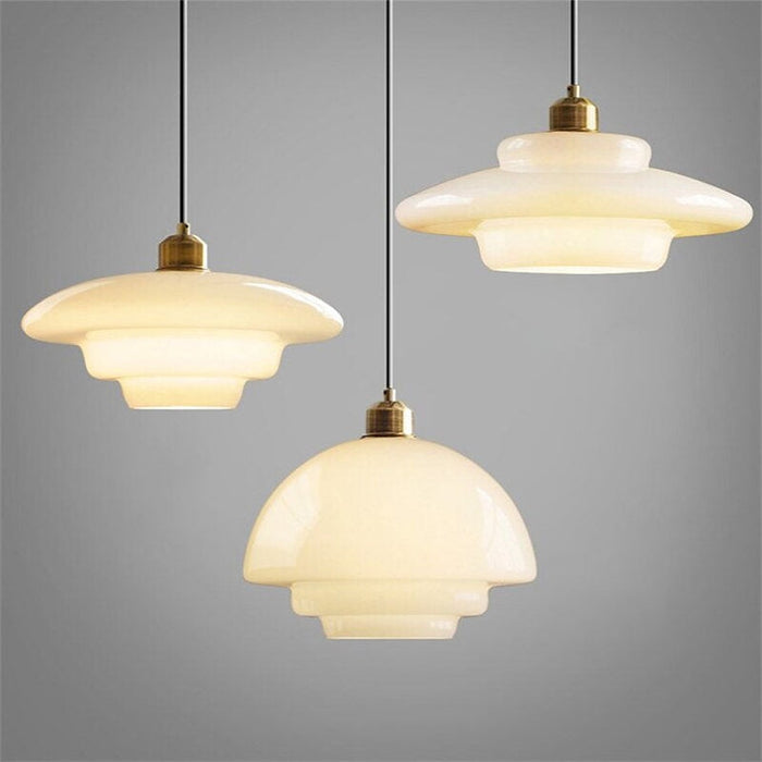 Ardelle | Ivory Glass Pendant Light In Mid-Century Style