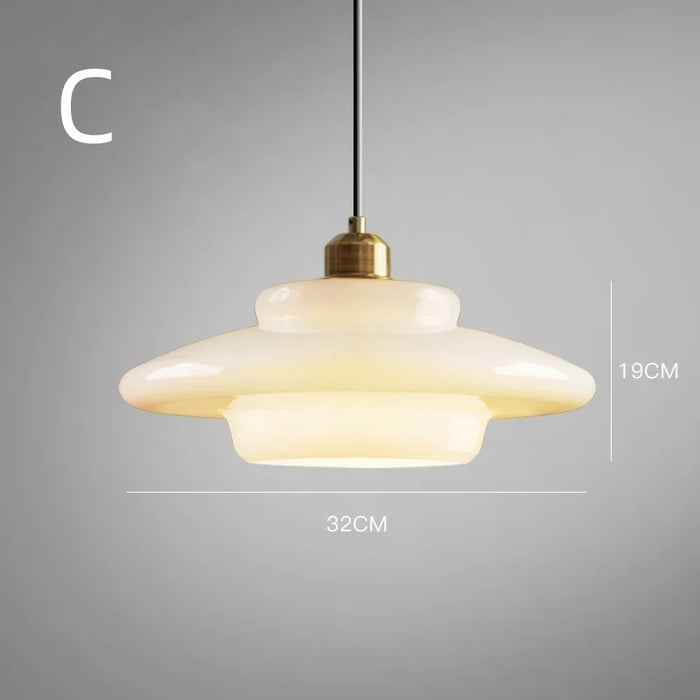 Ardelle | Ivory Glass Pendant Light In Mid-Century Style