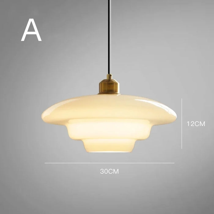 Ardelle | Ivory Glass Pendant Light In Mid-Century Style