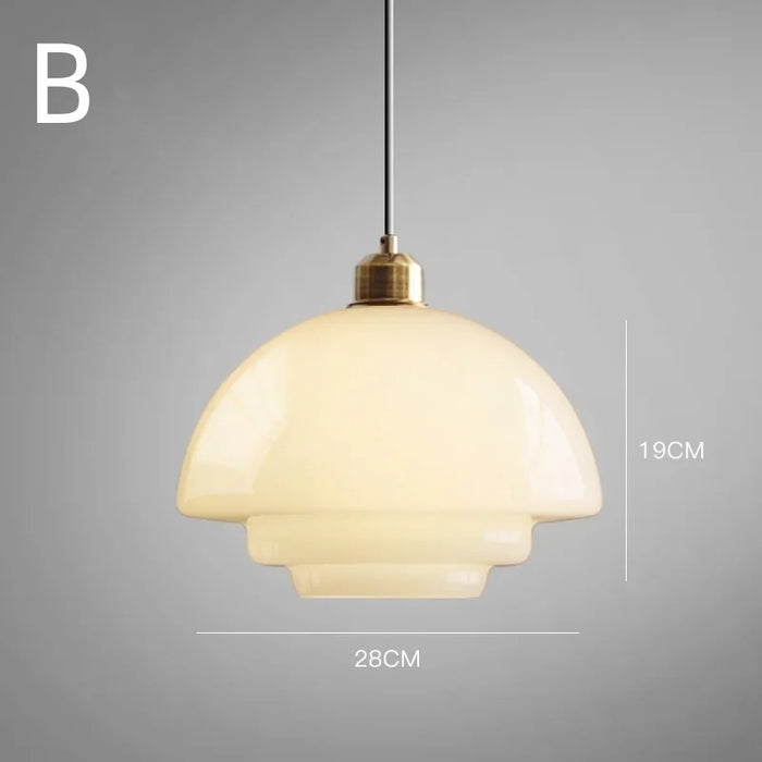 Ardelle | Ivory Glass Pendant Light In Mid-Century Style