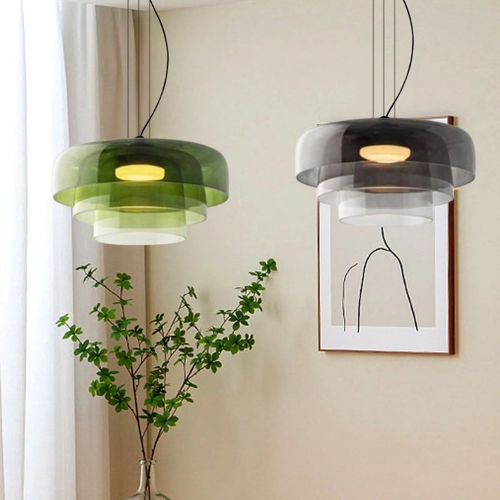 Calyra Glass and Metal Pendant Light for Dining Rooms