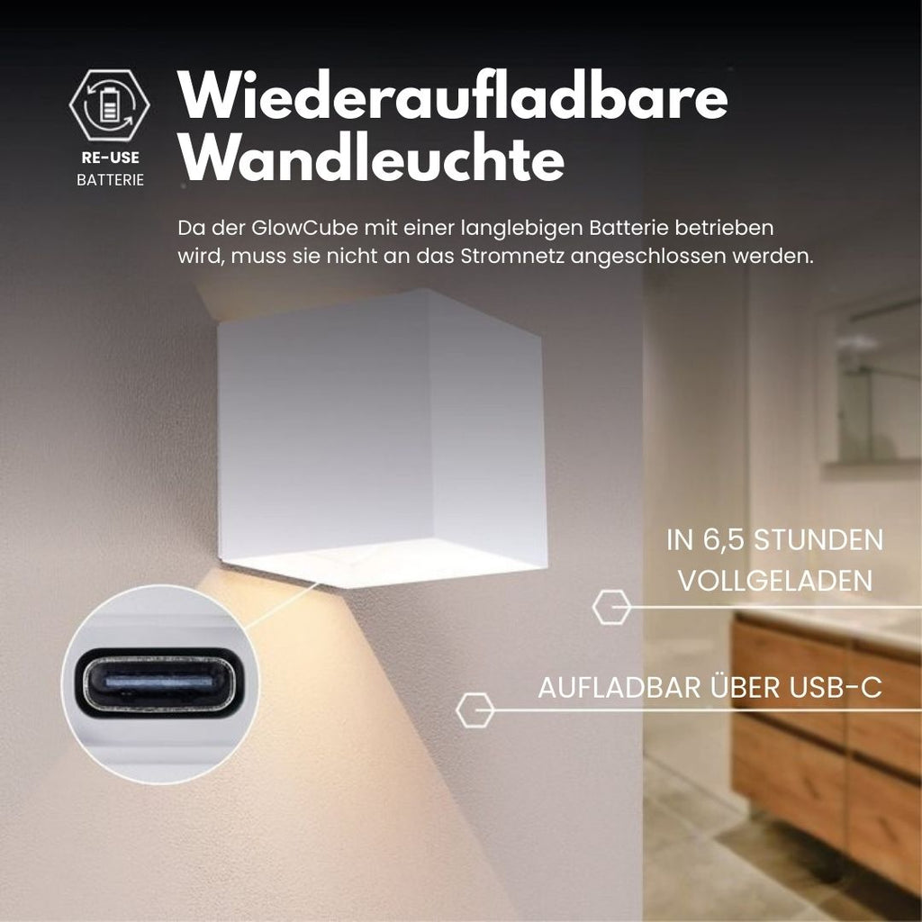 GlowCube Cordless Wall Lamp — Sensor, Rechargeable Battery