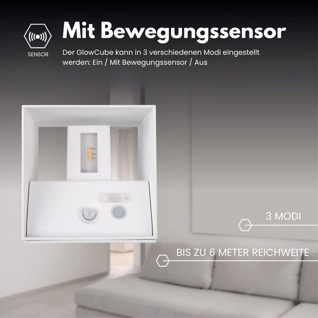 GlowCube Cordless Wall Lamp — Sensor, Rechargeable Battery