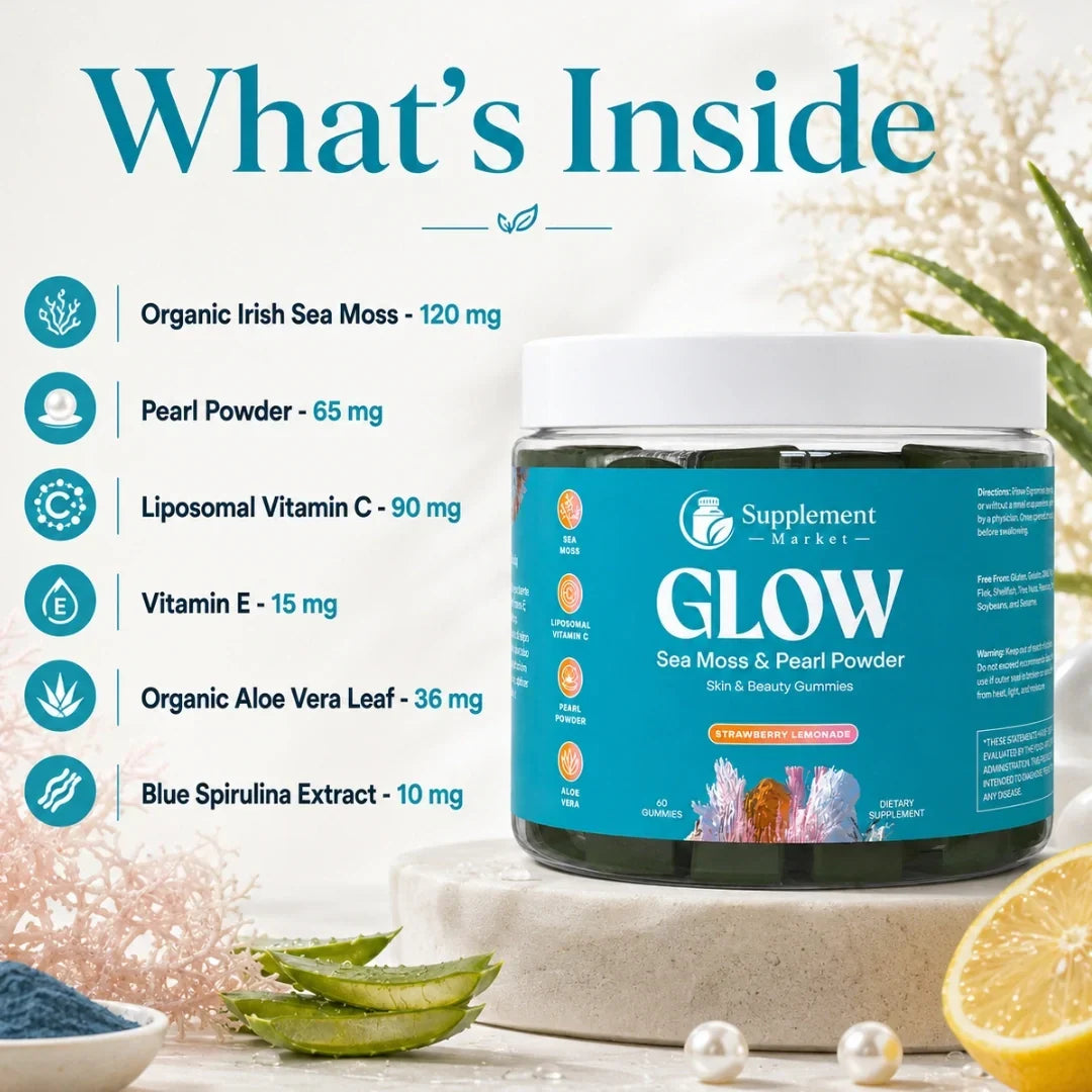 Glow Sea Moss & Pearl Gummies: door de oceaan aangedreven uitstraling & huidhydratatie