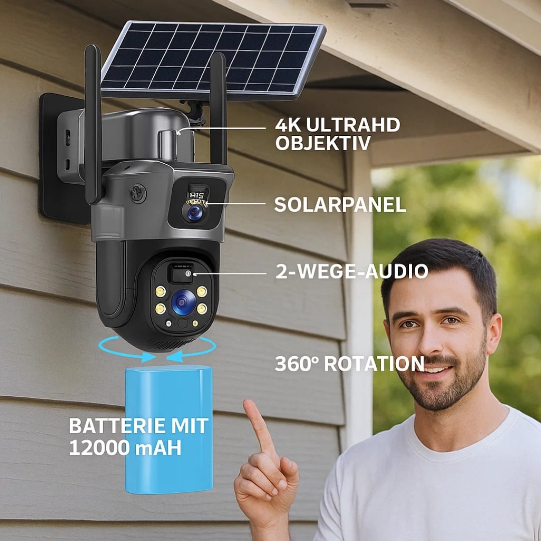 Caméra de sécurité extérieure WiFi solaire GuardVision 4K