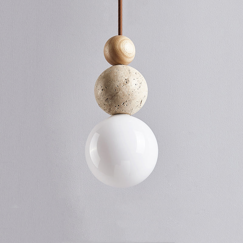 TerraNova Travertine Lava Stone Pendant Light With Soft Glow