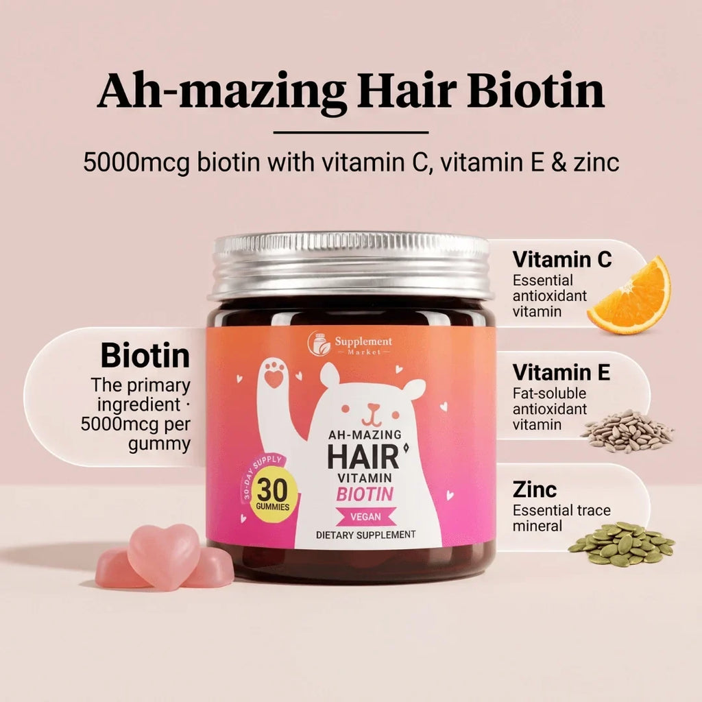 5000 mcg biotinu – želé bonbony pro krásu: viditelně hustší vlasy a pevnější nehty