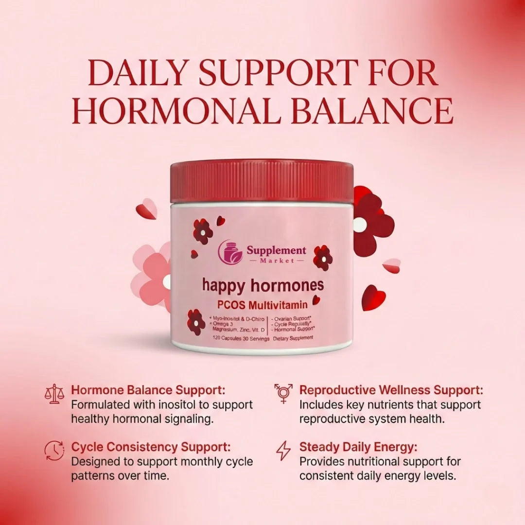 Multivitaminico Happy Hormones per la PCOS: equilibrio ormonale naturale e benessere del ciclo