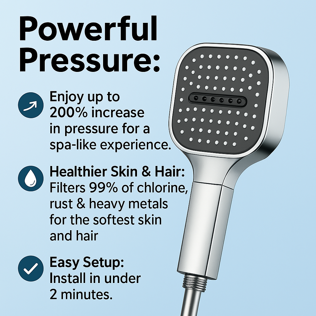Turbo-Charged Filtration Shower Head for Enhanced Flow | ventumra