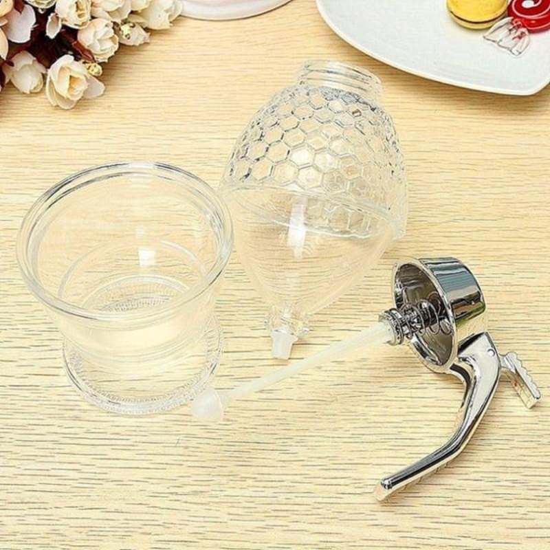 Dispensador de miel antigoteo de 200 ml — diseño de panal