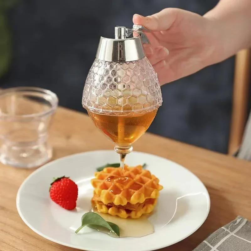 Dispensador de miel antigoteo de 200 ml — diseño de panal