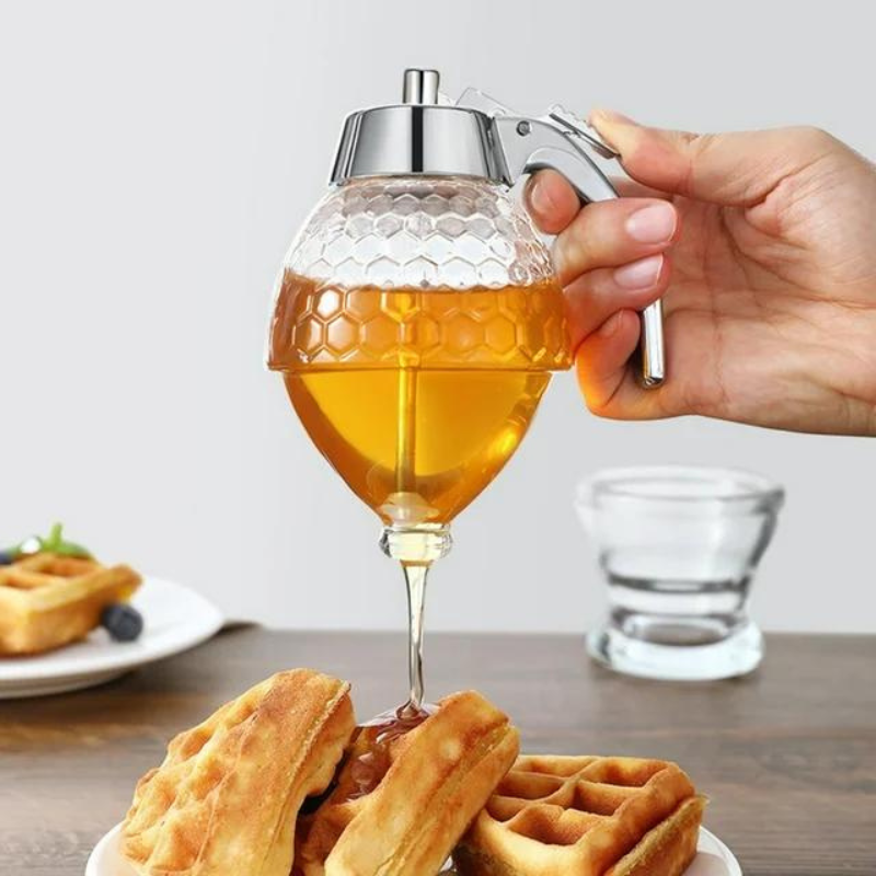 Dispensador de miel antigoteo de 200 ml — diseño de panal