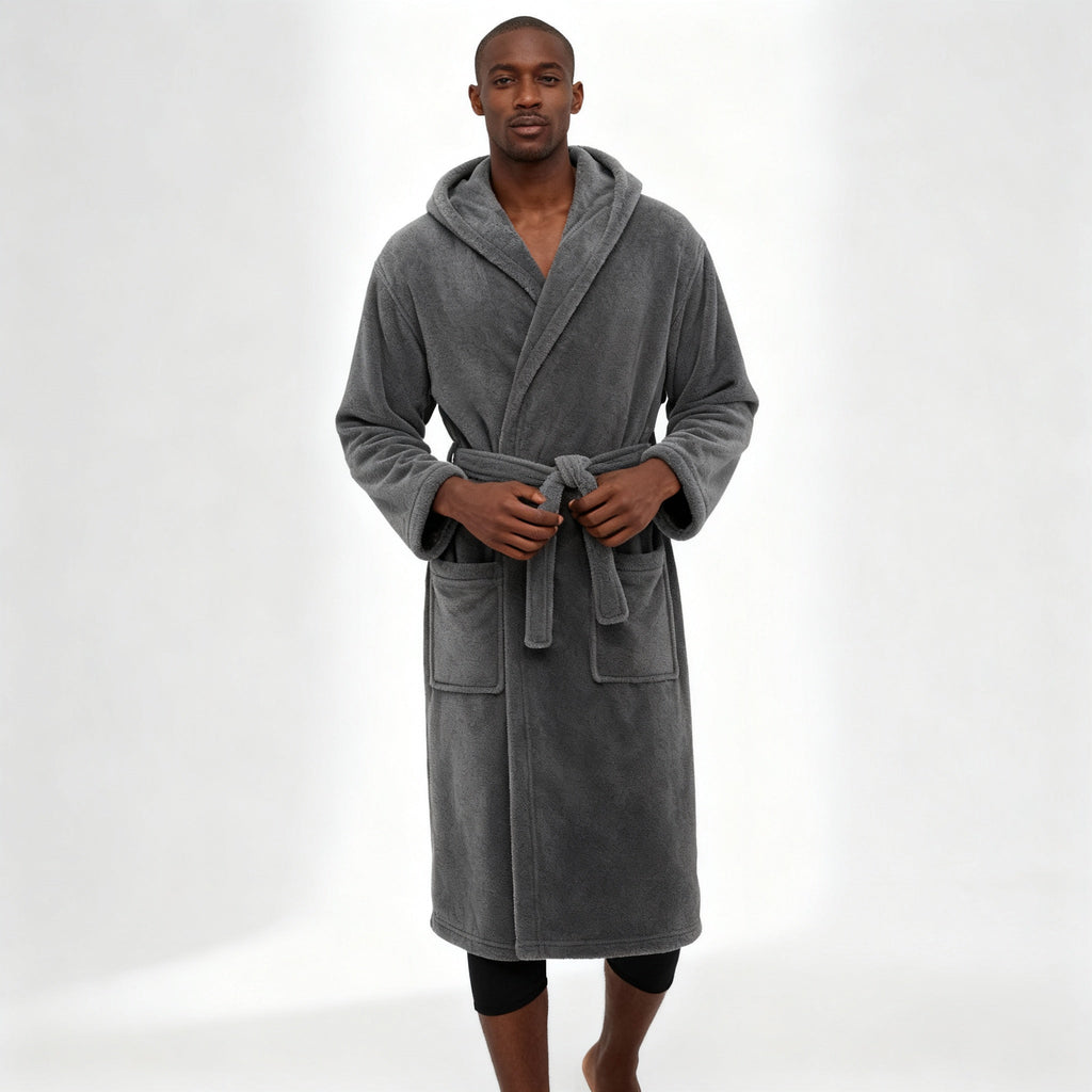 HoodedChill Men's Hooded Bathrobe Premium High-Loft Fleece Robe for Thermal Comfort | ventumra