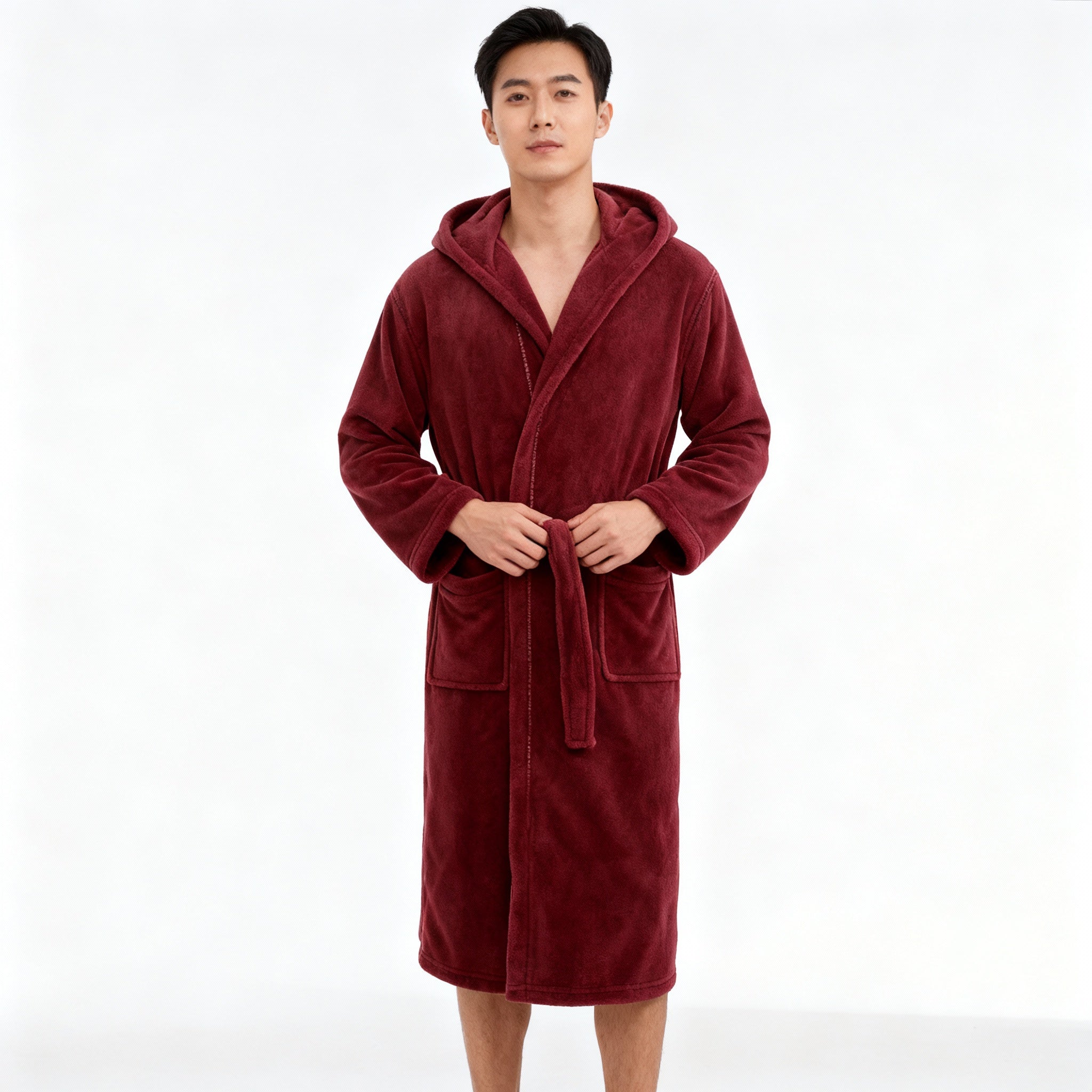 HoodedChill Men's Hooded Bathrobe Premium High-Loft Fleece Robe for Thermal Comfort | ventumra