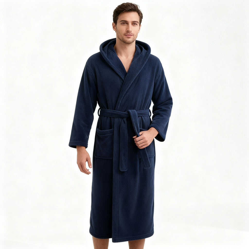HoodedChill Men's Hooded Bathrobe Premium High-Loft Fleece Robe for Thermal Comfort | ventumra